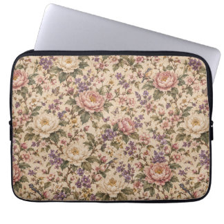 Capa Para Notebook Jardim Botânico de Rosas Vintage & Padrão de Borbo