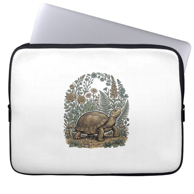 Capa Para Notebook Jardim Botânico de Tartaruga de Gravura Antiga (Frente)