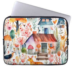 Capa Para Notebook Jardim de algodão, animais de campo floral