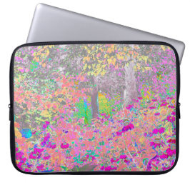 Capa Para Notebook Jardim de Aquarelas Sunrise com Flores Roxas