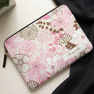 Capa Para Notebook Jardim de Brown e de primavera do rosa