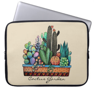 Capa Para Notebook Jardim De Cactus Caquetado Em Pote
