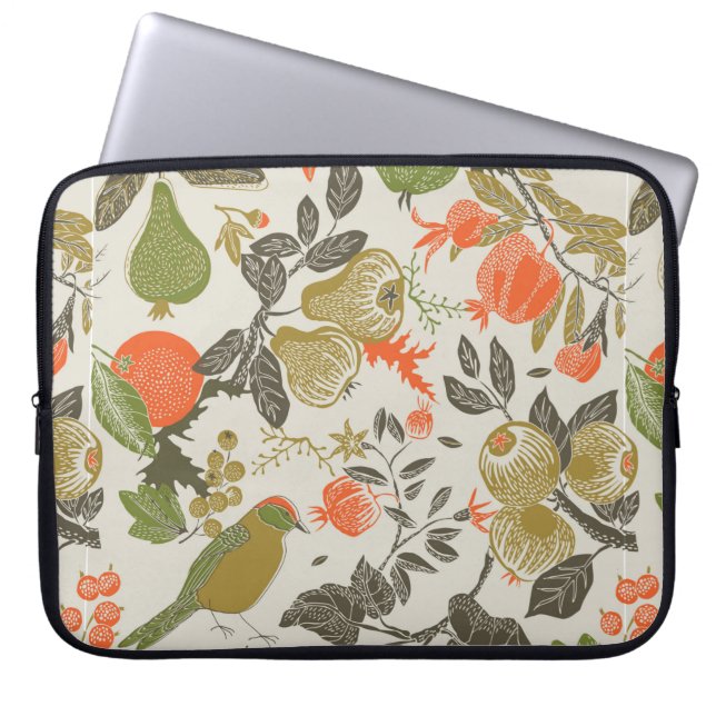 Capa Para Notebook Jardim de fruta com pássaro. padrão sem falhas (Frente)