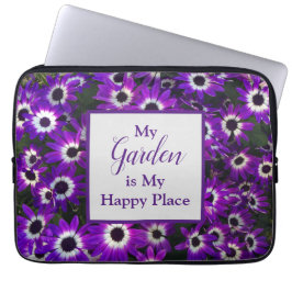 Capa Para Notebook Jardim é meu feliz lugar floral roxo