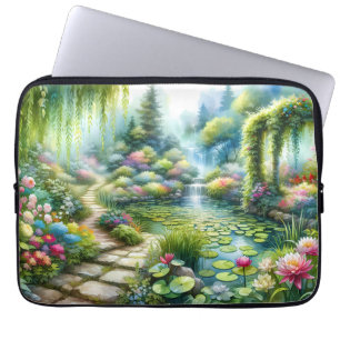 Capa Para Notebook Jardim Encantado da Cachoeira Lago de Lírios