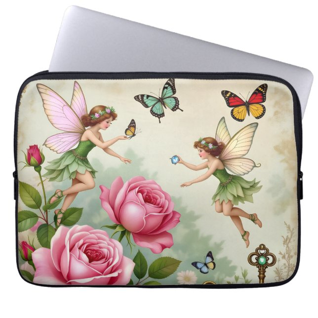 Capa Para Notebook Jardim Encantado de Fadas Florais (Frente)