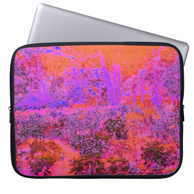 Capa Para Notebook Jardim Impressionista Laranja Trippy Magenta (Frente)