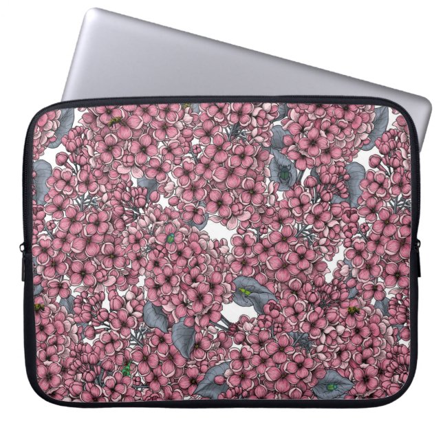 Capa Para Notebook Jardim Lilac Rosa (Frente)