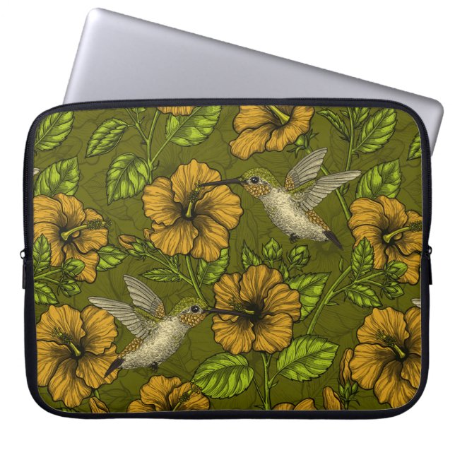 Capa Para Notebook Jardim tropical amarelo e verde (Frente)