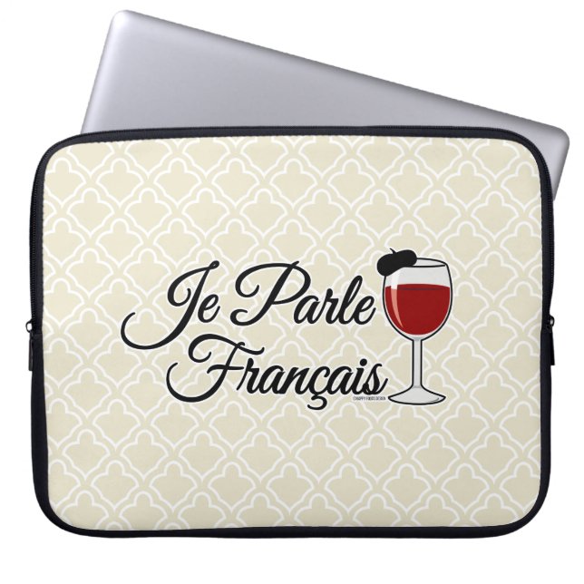 Capa Para Notebook Je Parle Francais Eu falo vinho francês beret (Frente)