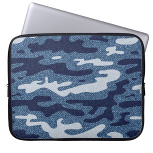 Capa Para Notebook Jeans de Camuflagem Fundo. Vintage Spotage Denim