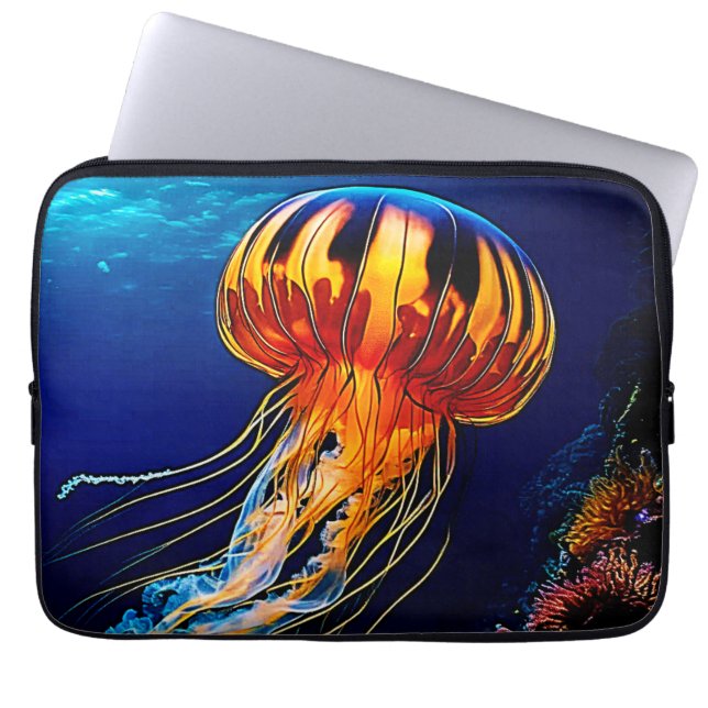 Capa Para Notebook Jellyfish vibrante arte submarina (Frente)