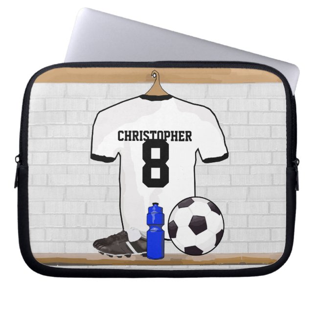 Capa Para Notebook Jérsei de futebol preto branco personalizado do (Frente)