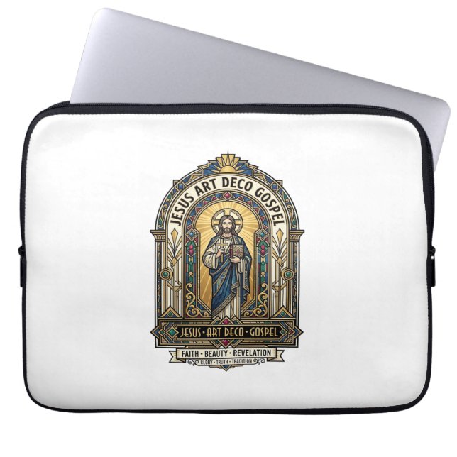 Capa Para Notebook Jesus Art Deco Gospel Jesus Art Deco Fé Cristã (Frente)