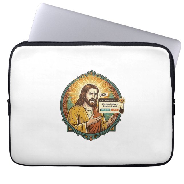 Capa Para Notebook Jesus Atualização de Software Irritante Pop Up Hum (Frente)