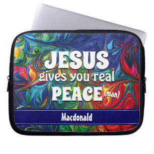 Capa Para Notebook JESUS DÁ-LHE PAZ REAL (HOMEM) Cristão