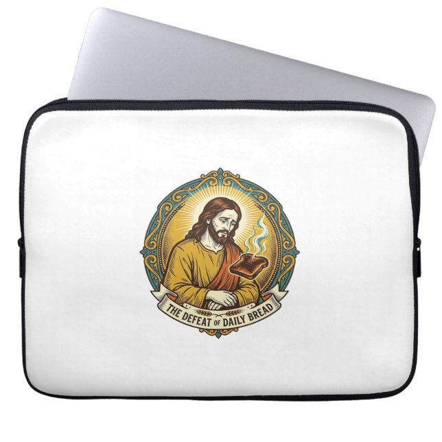 Capa Para Notebook Jesus Derrotado Fumando Torradas Queimadas Cozinha (Frente)