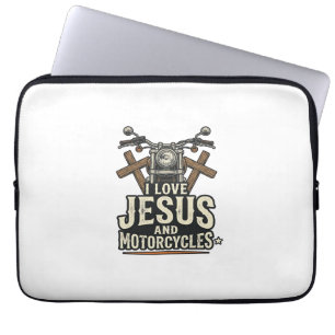 Capa Para Notebook Jesus e Motocicletas Desenho Cristão Vintage de Mo