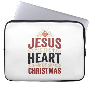 Capa Para Notebook Jesus É o Coração do Camiseta Vintage de Natal