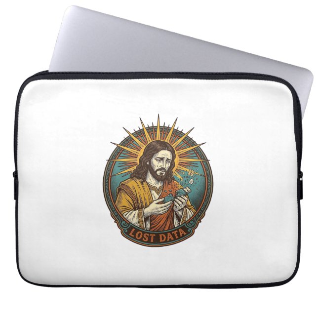 Capa Para Notebook Jesus Esmagou a Unidade Flash USB Perdeu Dados Hum (Frente)