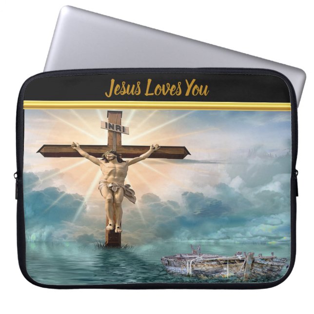 Capa Para Notebook Jesus pendurado numa cruz de crucificação cristã (Frente)