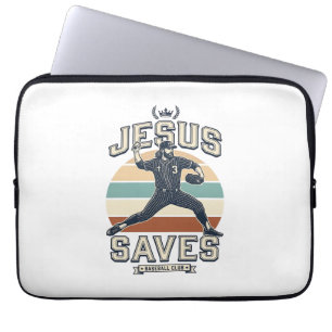 Capa Para Notebook Jesus Salva Beisebol Vetor Desenho Cristão Vintage
