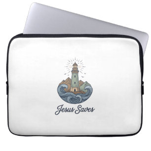Capa Para Notebook Jesus Salva Camiseta Cristã Farol Vintage_1