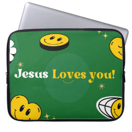 Capa Para Notebook "Jesus Te Ama" Sorriso Verde Para Cristãos