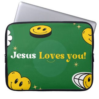 Capa Para Notebook "Jesus Te Ama" Sorriso Verde Para Cristãos