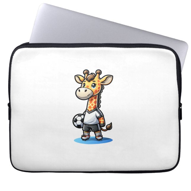 Capa Para Notebook Jogador de futebol girafa bonito. (Frente)