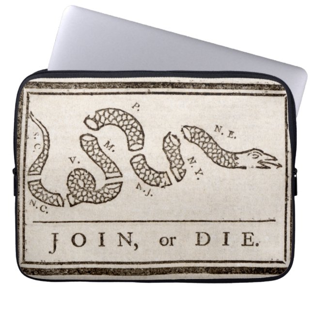 Capa Para Notebook Join ou Die Rattlesnake: Cartoon Benjamin Franklin (Frente)