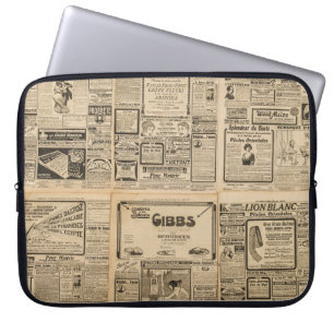 Capa Para Notebook Jornal antigo: fundo de papel vintage.