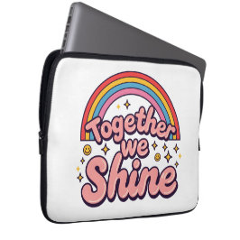 Capa Para Notebook Juntos Brilhamos – Citação Retro Orgulho Arco-íris