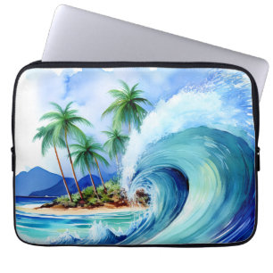 Capa Para Notebook Kai Aloha Island Watercolor Wave