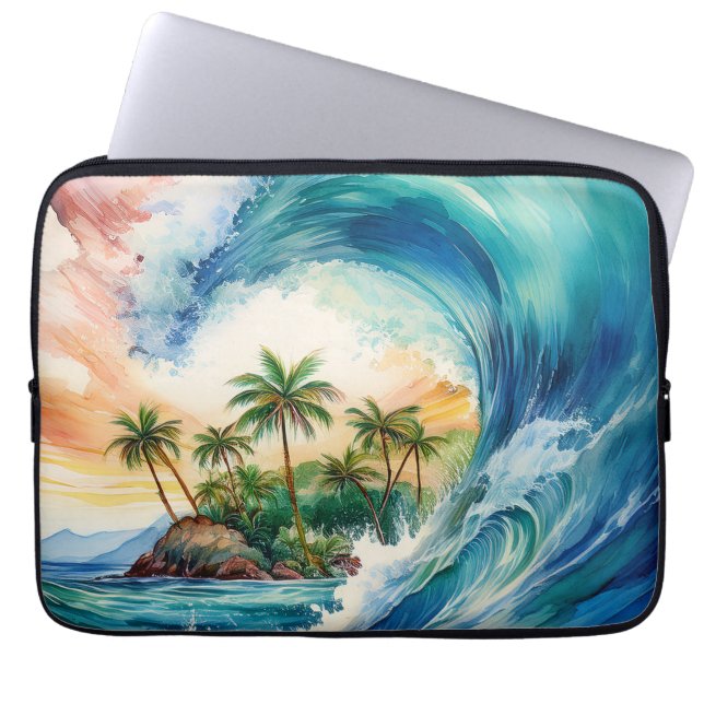 Capa Para Notebook Kai Aloha Motu Watercolor Wetcase (Frente)