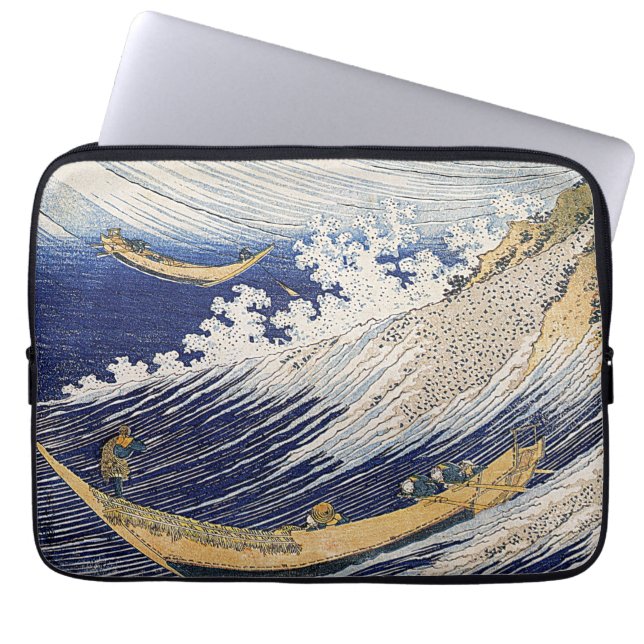 Capa Para Notebook Katsushika Hokusai. Bolsa de laptop de ondas do oc (Frente)