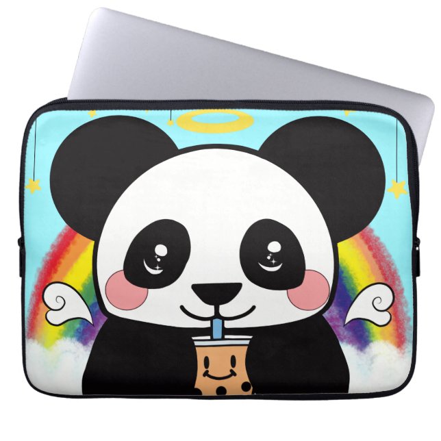 Capa Para Notebook Kawaii Boba Panda Bear Square Sticker (Frente)