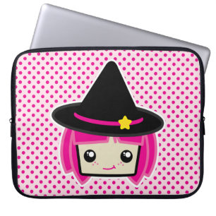 Capa Para Notebook Kawaii, Bolsa de laptop de Bruxas de Pink