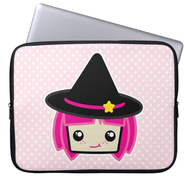 Capa Para Notebook Kawaii, Bolsa de laptop de Bruxas de Pink (Frente)
