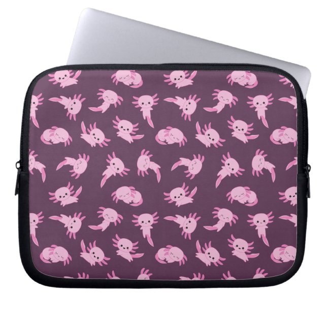 Capa Para Notebook Kawaii cor-de-rosa Axolotl Eletrônicos Bag (Frente)