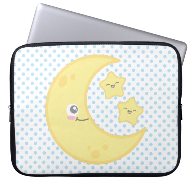 Capa Para Notebook Kawaii Moon e Stars Bolsa de laptop (Frente)