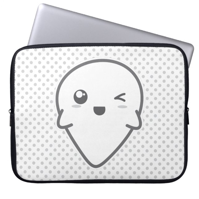 Capa Para Notebook Kawaii Winking Ghost Bolsa de laptop (Frente)