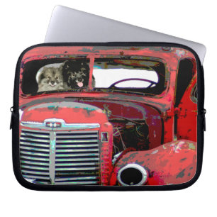 Capa Para Notebook Keeshond Christmas Old Truck Painting Art