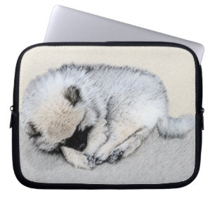 Capa Para Notebook Keeshond Dormindo Puppy Pintura Original