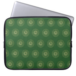 Capa Para Notebook Kelly Green | Golden Zinnia Flower Medallions