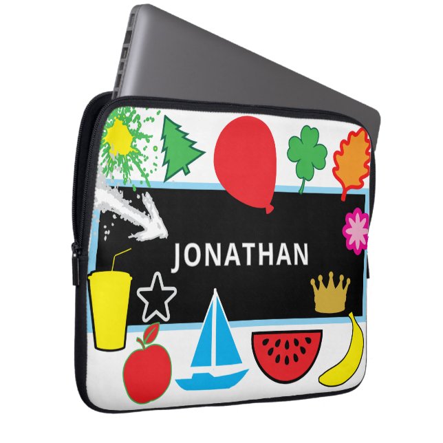 Capa Para Notebook Kids Name School Chalkbaord Balloon Star (Frente Esquerda)