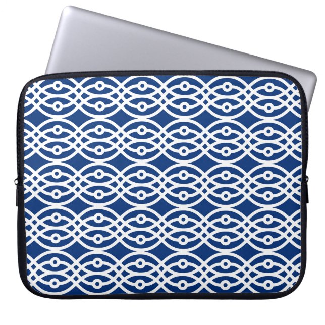 Capa Para Notebook Kimono impressão, marinho azul e branco (Frente)