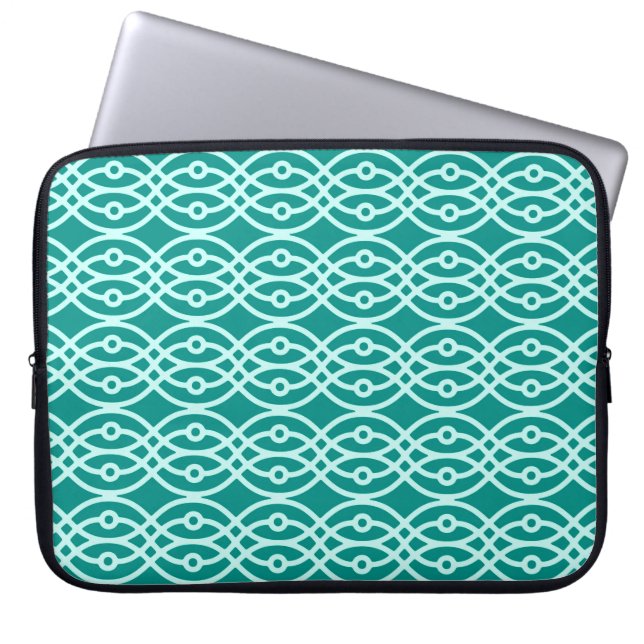 Capa Para Notebook Kimono impressão, turquesa e aqua (Frente)