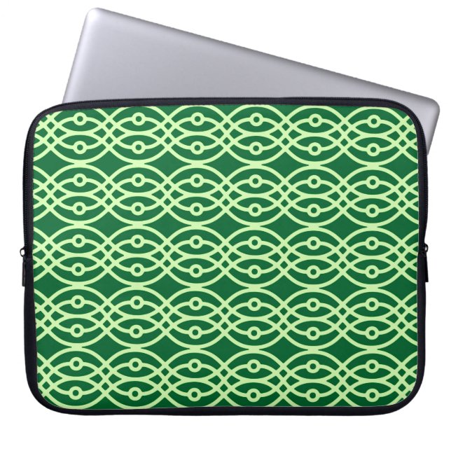Capa Para Notebook Kimono impressão, verde escuro e claro (Frente)