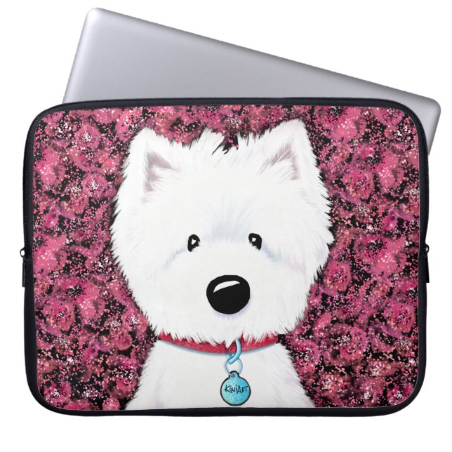 Capa Para Notebook KiniArt Westie Impressões Floral (Frente)